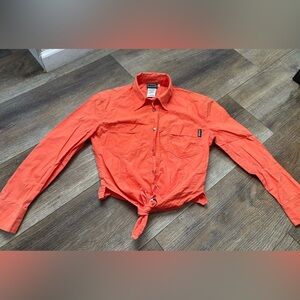 Vintage Versace women’s small front tie button up western vibes cowgirl Orange